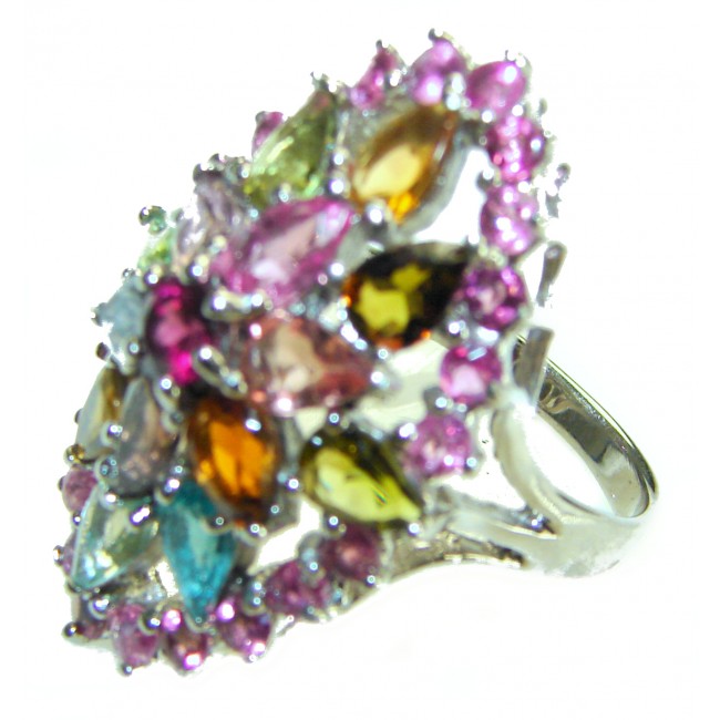 Brazilian Watermelon Tourmaline .925 Sterling Silver Perfectly handcrafted Ring s. 8 3/4