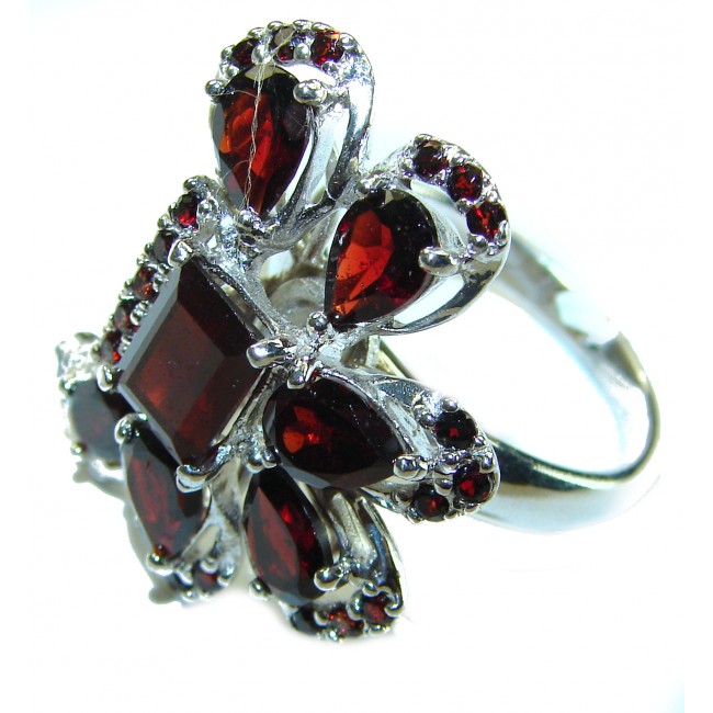 Red Beauty authentic Garnet .925 Sterling Silver Large handcrafted Ring size 9